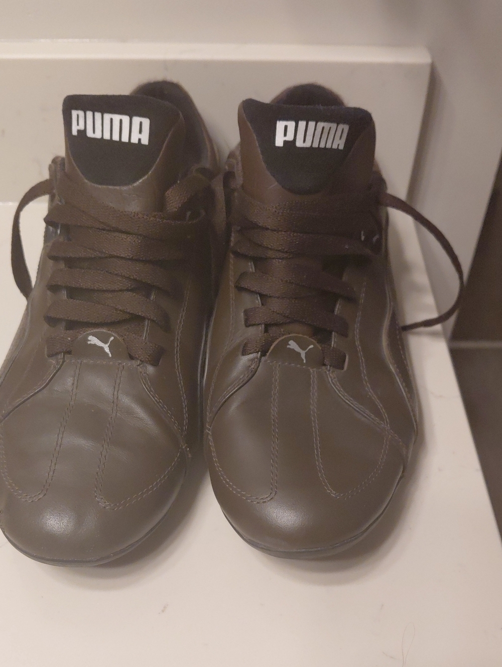 Puma Brown Lace-Up Men's Sneakers with Black Tongue Logo